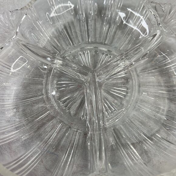 Vintage Hazel Atlas 572 Clear‎ 3-Part Relish Dish 7" - Picture 3 of 7
